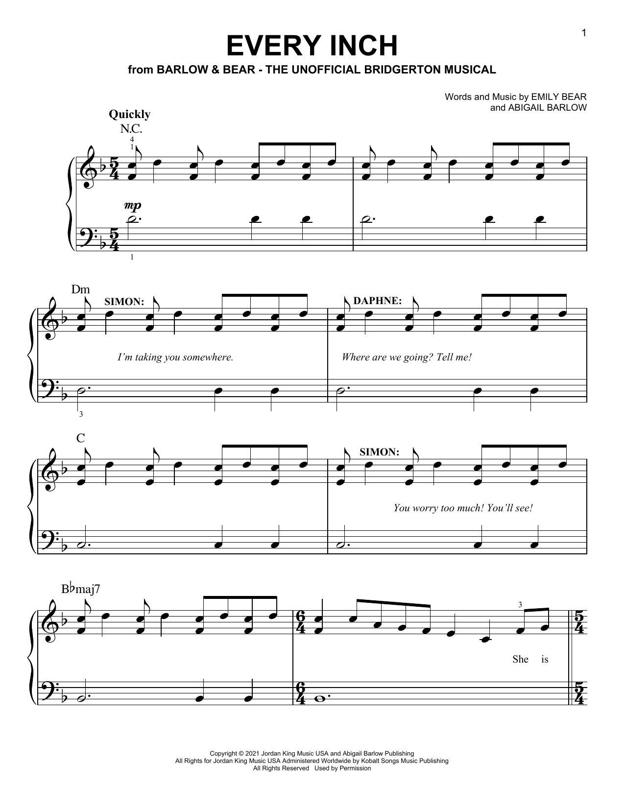 Download Barlow & Bear Every Inch (from The Unofficial Bridger Sheet Music