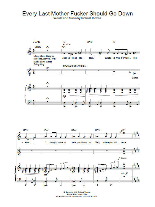 Download Richard Thomas Every Last Mother Fucker Should Go Down Sheet Music