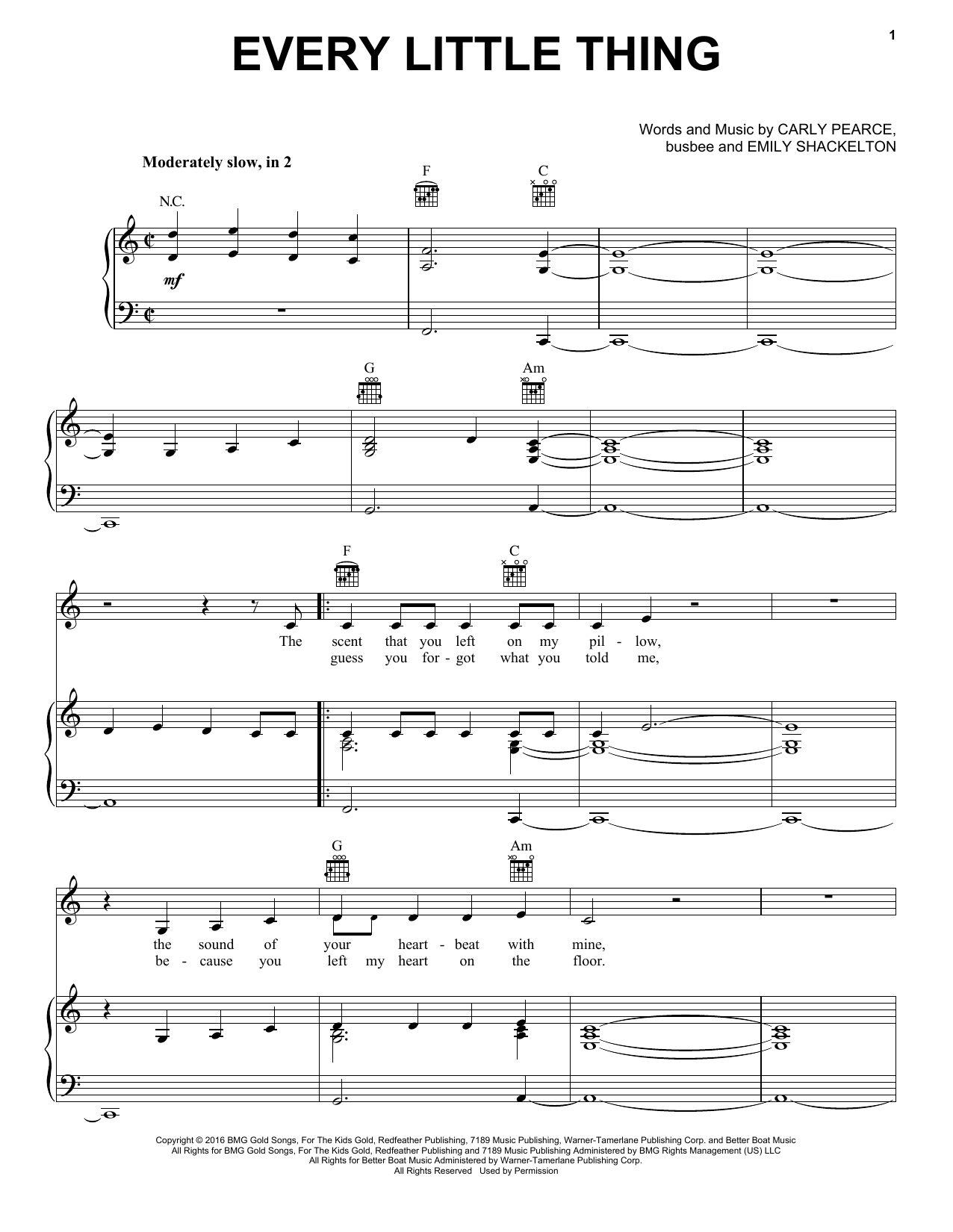 Download Carly Pearce Every Little Thing Sheet Music