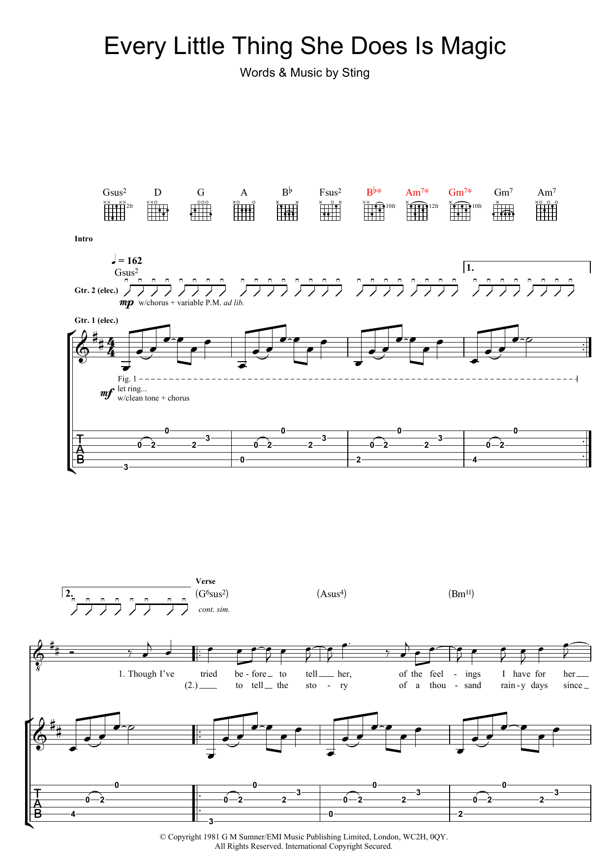 Download The Police Every Little Thing She Does Is Magic Sheet Music