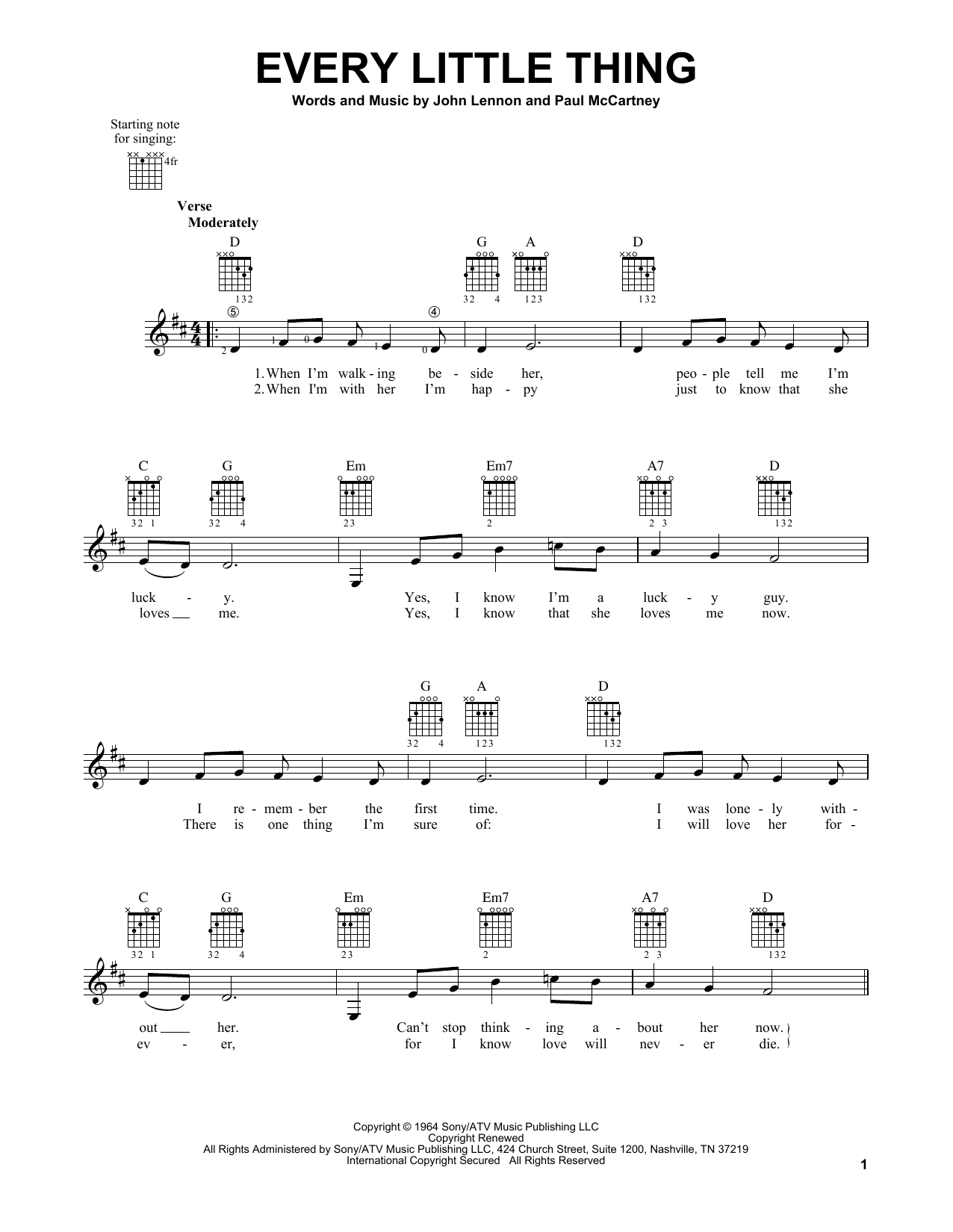 Download The Beatles Every Little Thing Sheet Music