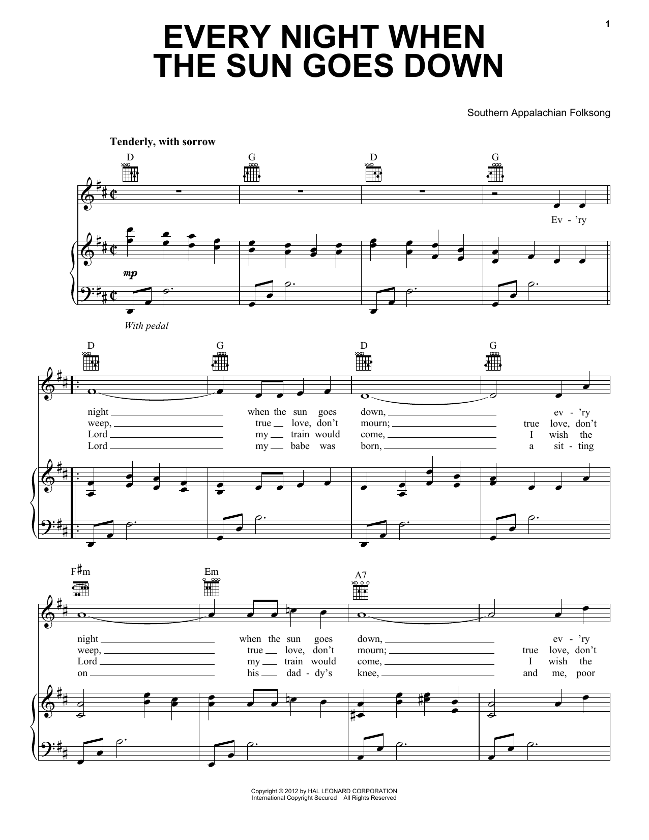 Download Traditional Every Night When Sun Goes Down Sheet Music