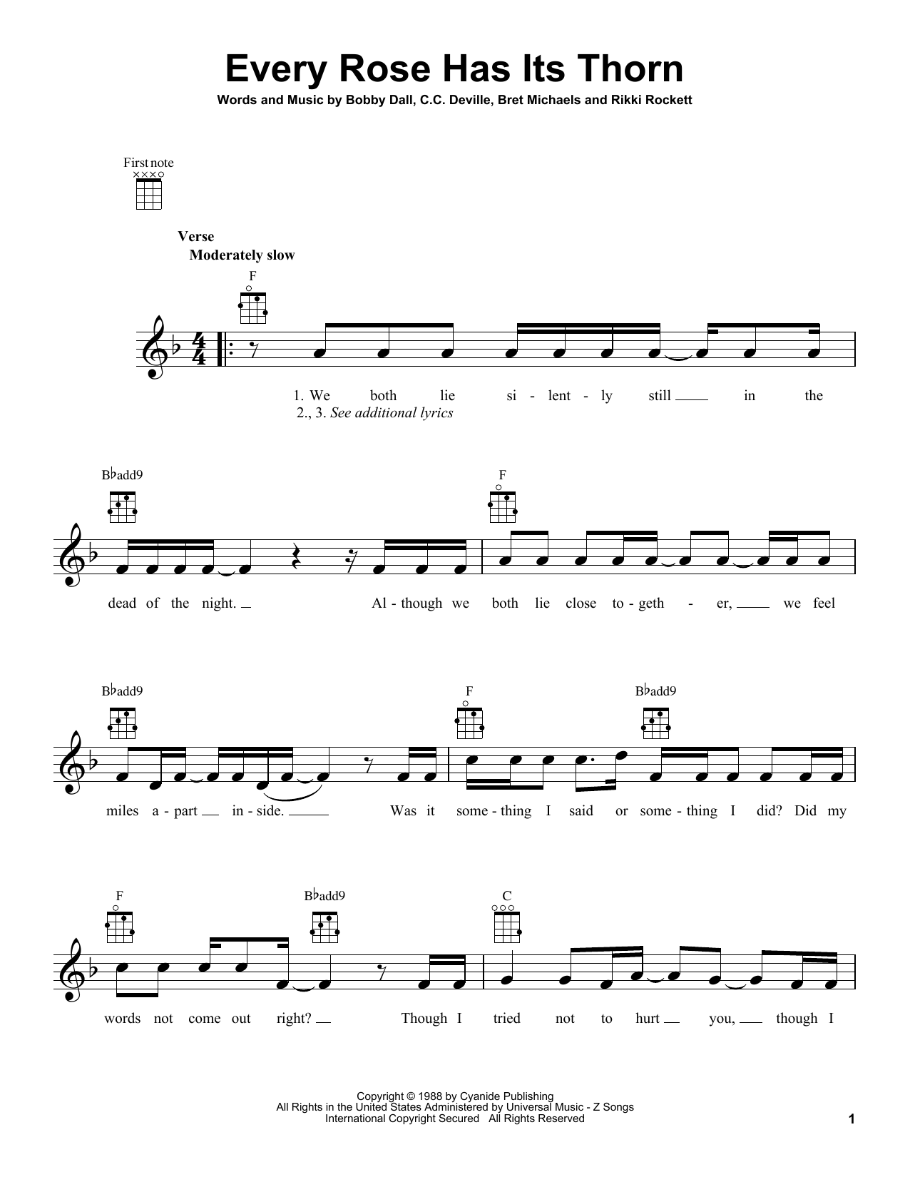 Download Poison Every Rose Has Its Thorn Sheet Music