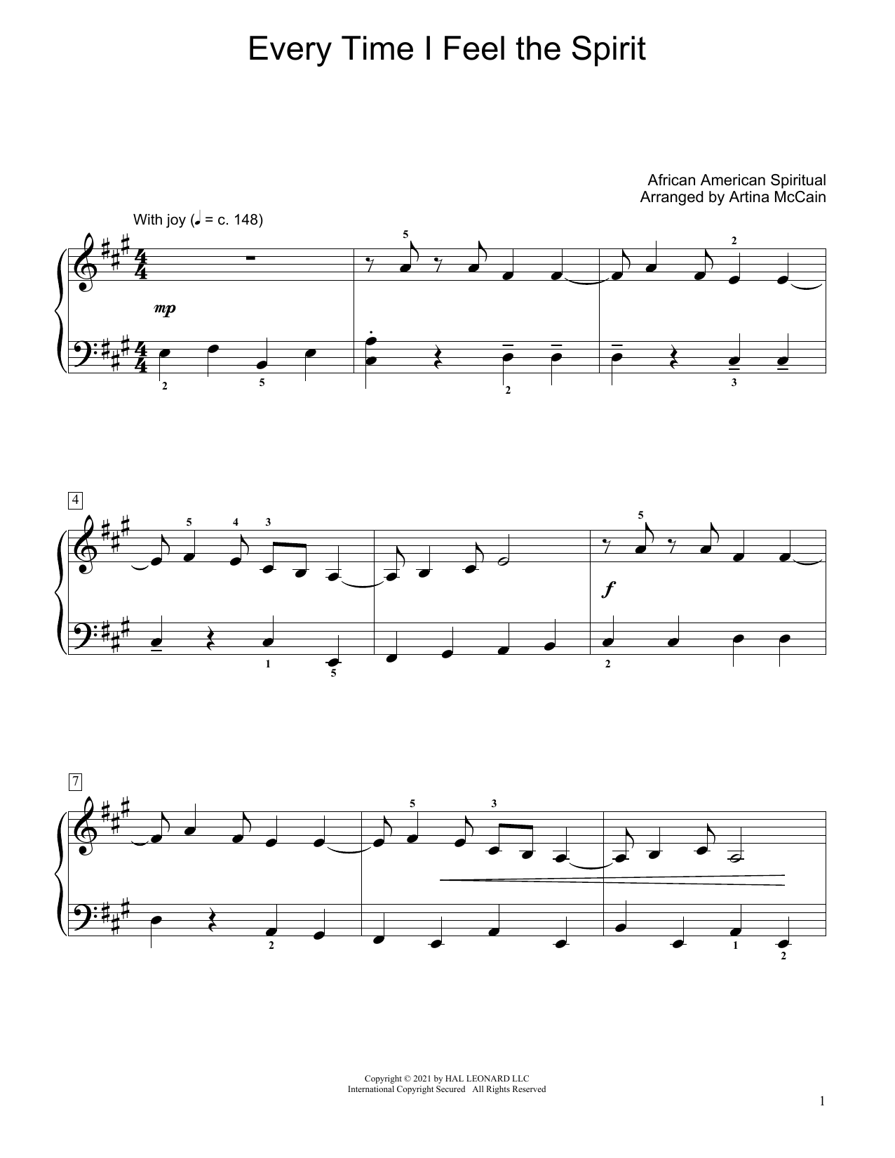 Download African-American Spiritual Every Time I Feel The Spirit (arr. Arti Sheet Music