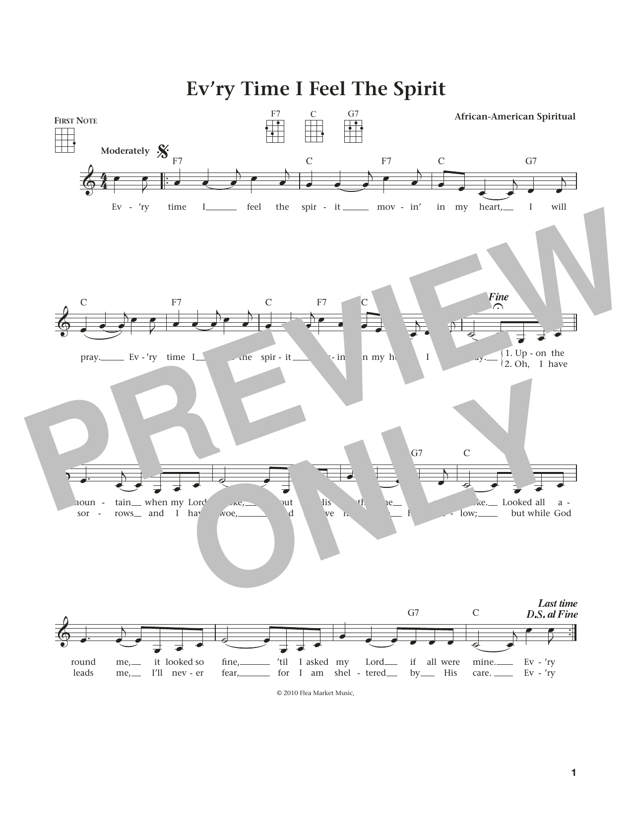 Download African-American Spiritual Every Time I Feel The Spirit (from The Sheet Music