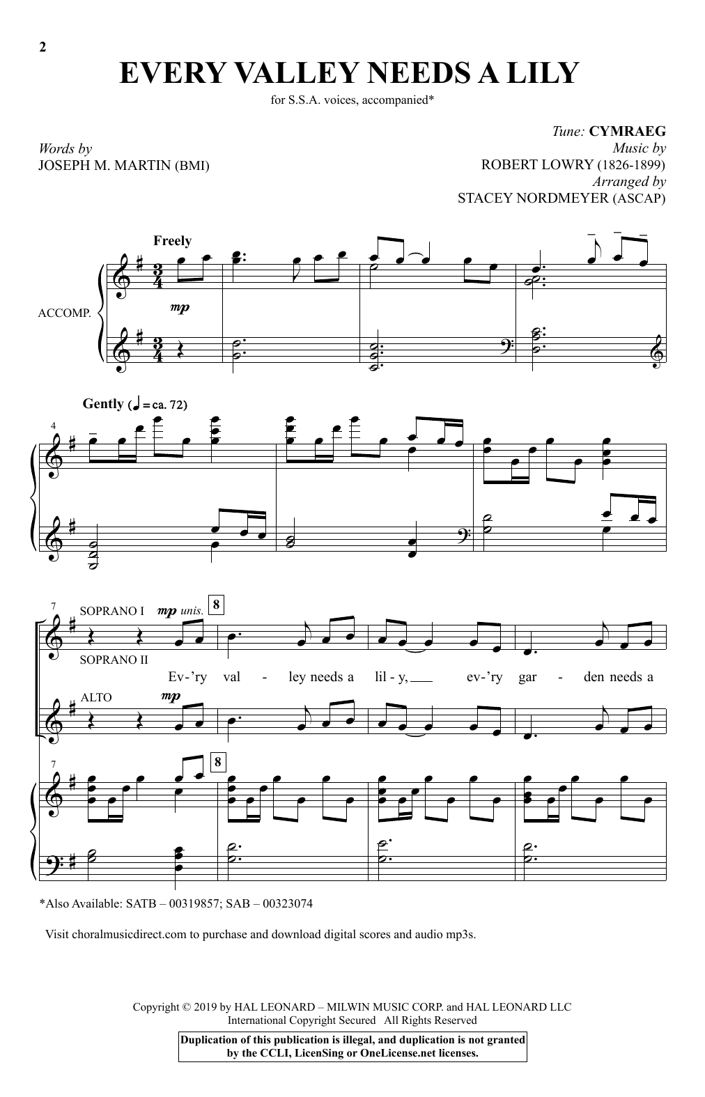Download Joseph M. Martin and Robert Lowry Every Valley Needs A Lily (arr. Stacey Sheet Music