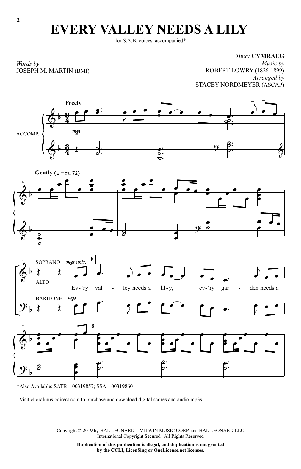 Download Joseph M. Martin and Robert Lowry Every Valley Needs A Lily (arr. Stacey Sheet Music