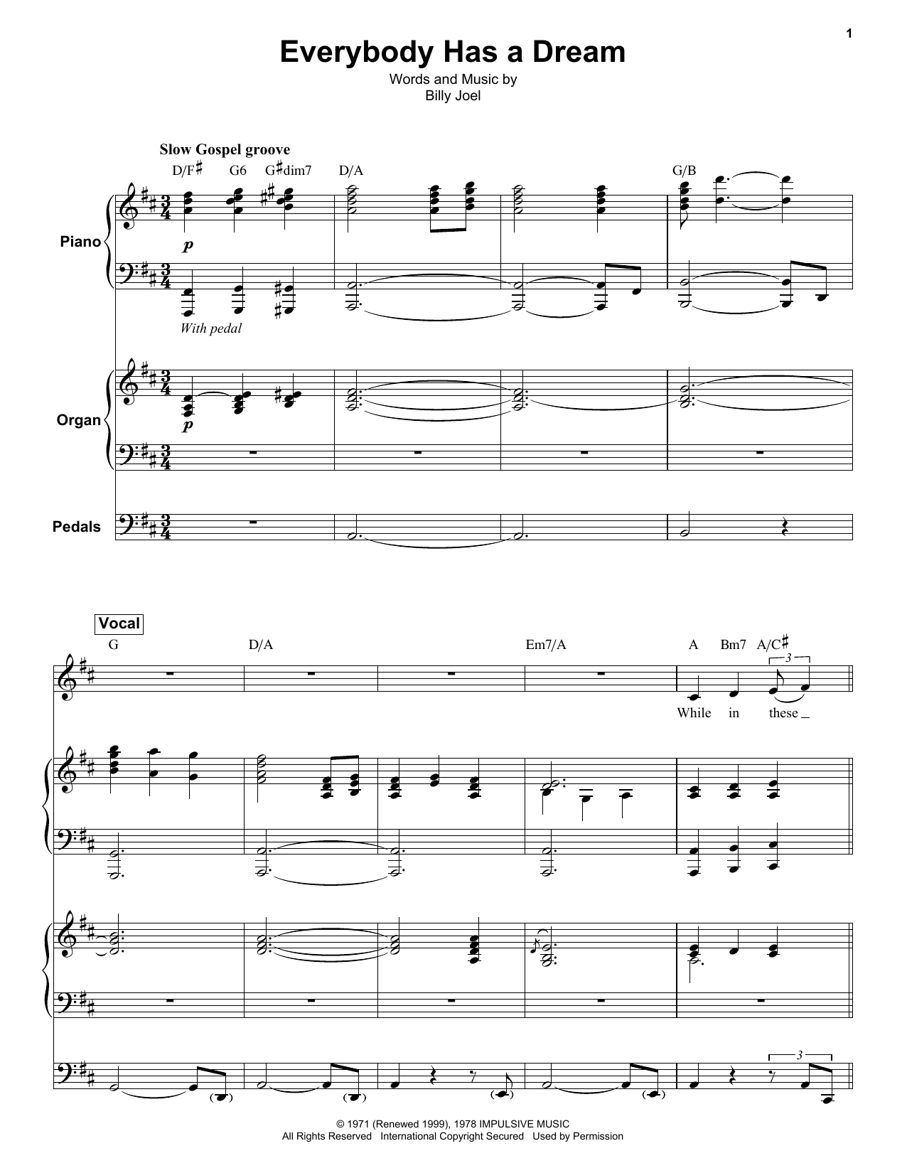 Download Billy Joel Everybody Has A Dream Sheet Music