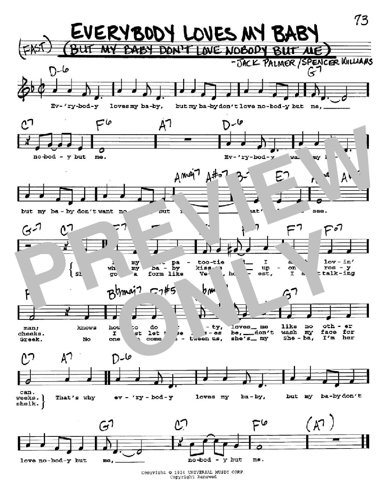 Download Spencer Williams Everybody Loves My Baby (But My Baby Do Sheet Music