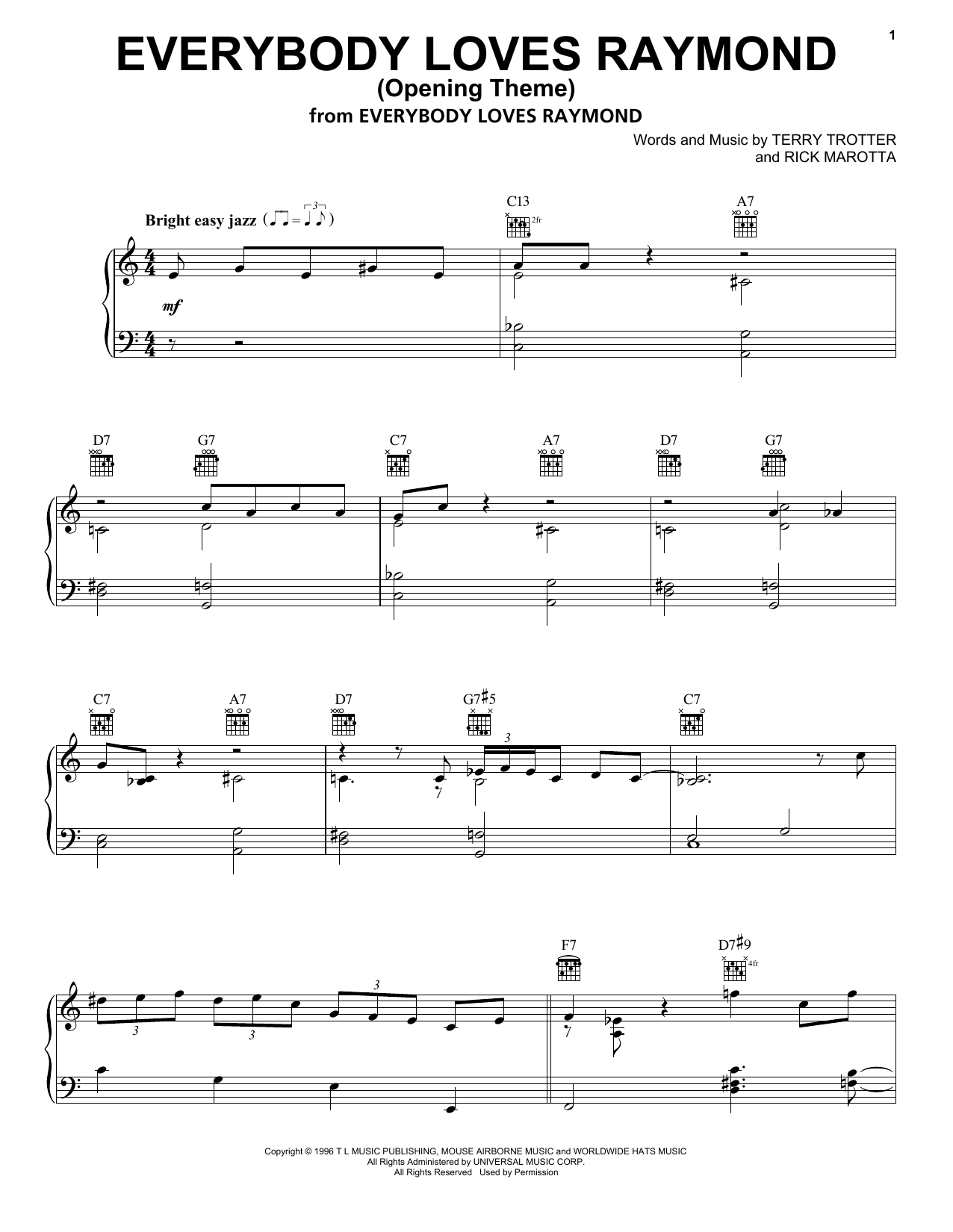 Download Rick Marotta and Terry Trotter Everybody Loves Raymond (Opening Theme) Sheet Music