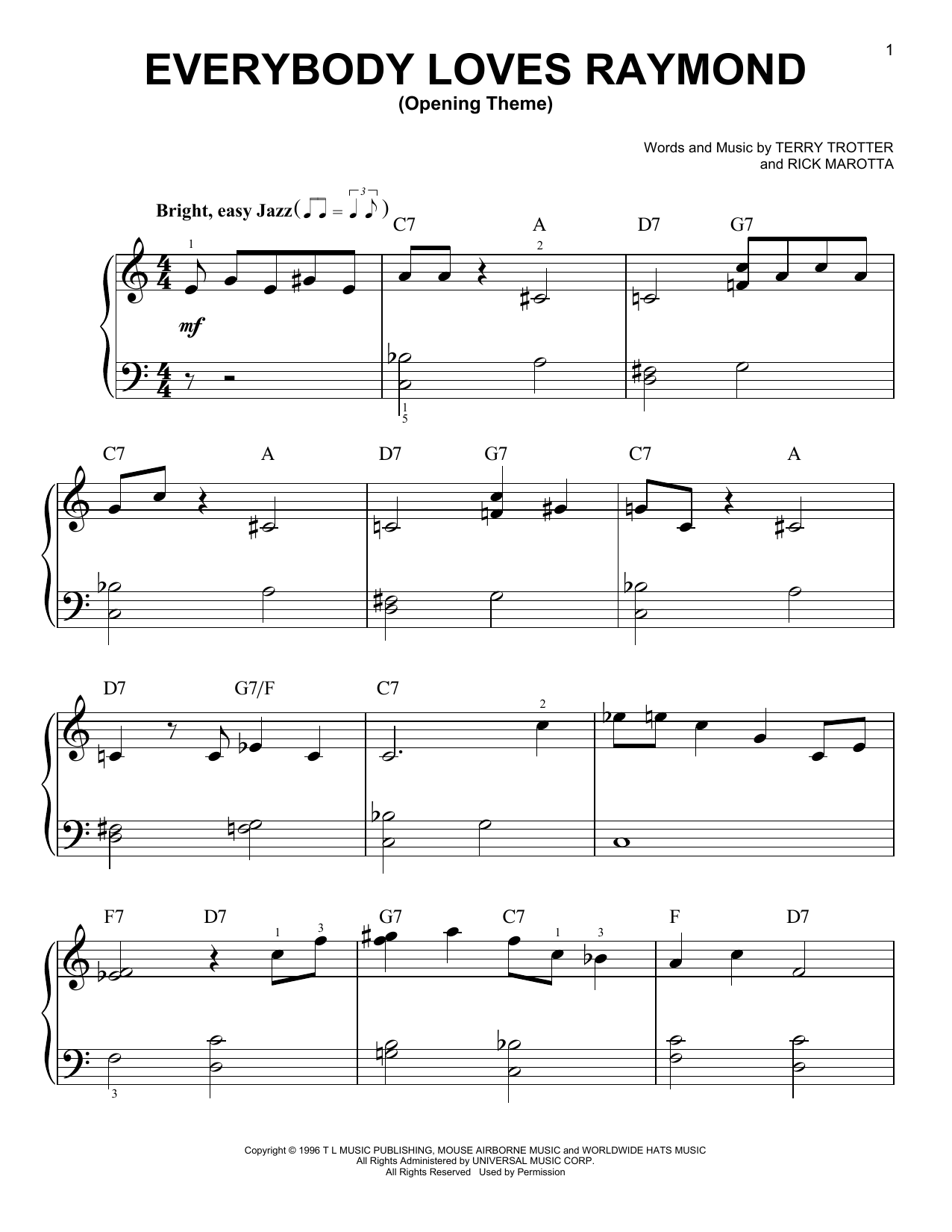 Download Terry Trotter and Rick Marotta Everybody Loves Raymond (Opening Theme) Sheet Music