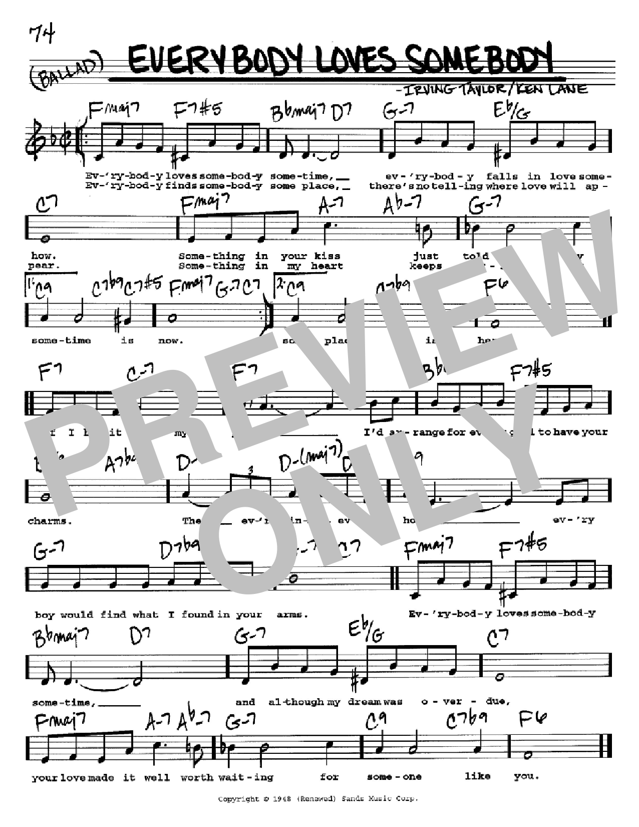 Download Dean Martin Everybody Loves Somebody Sheet Music