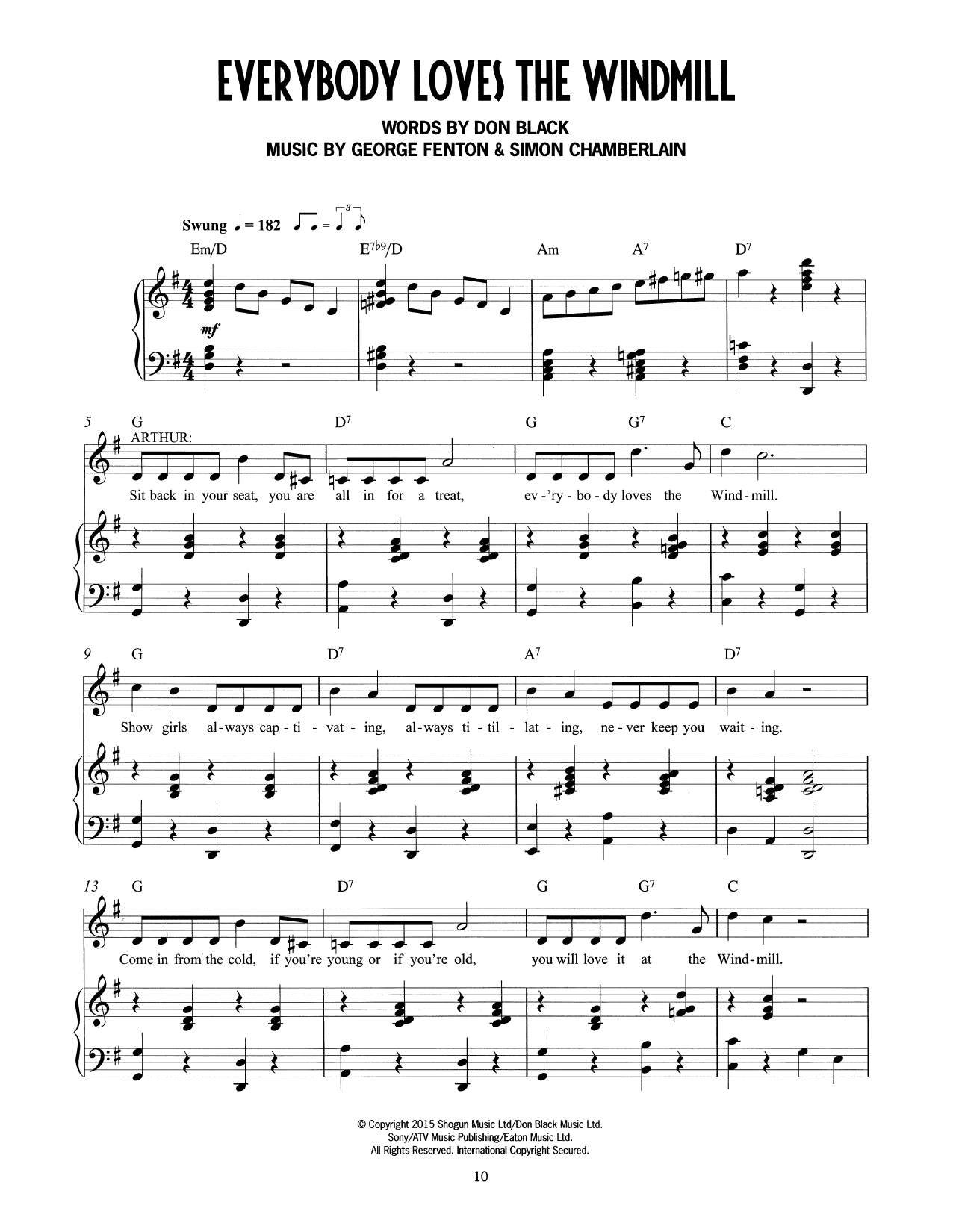 Download Don Black, George Fenton & Simon Cha Everybody Loves The Windmill (from Mrs Sheet Music