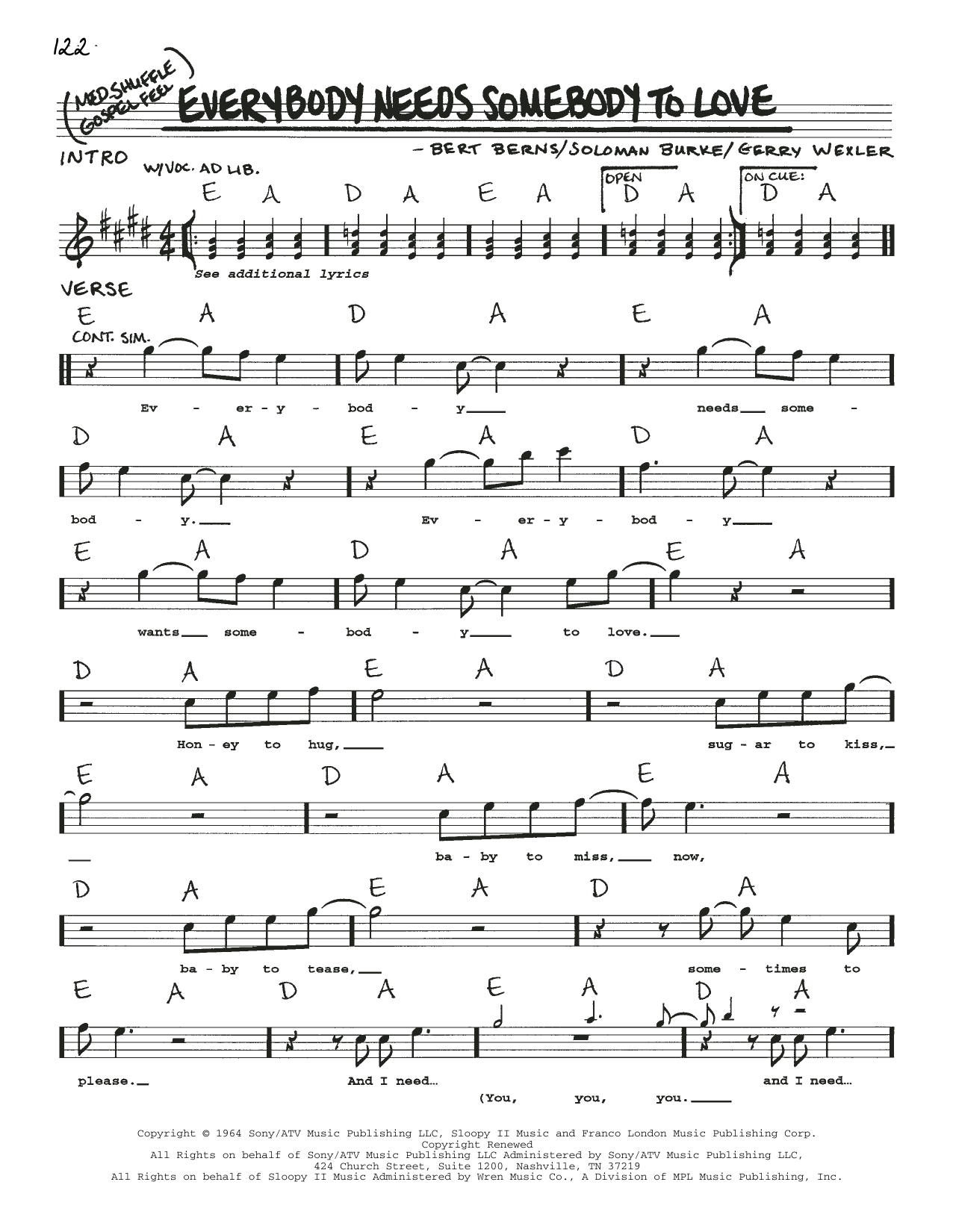 Download The Blues Brothers Everybody Needs Somebody To Love Sheet Music