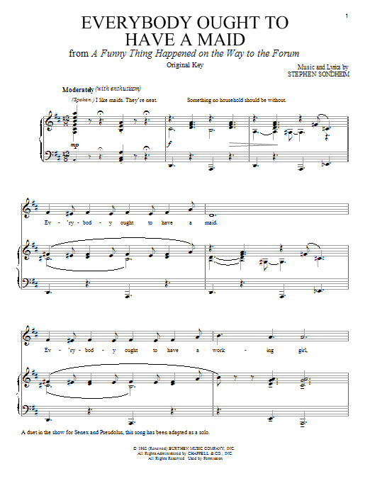 Download Stephen Sondheim Everybody Ought To Have A Maid Sheet Music