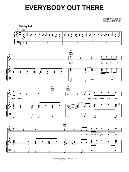 Download Paul McCartney Everybody Out There Sheet Music