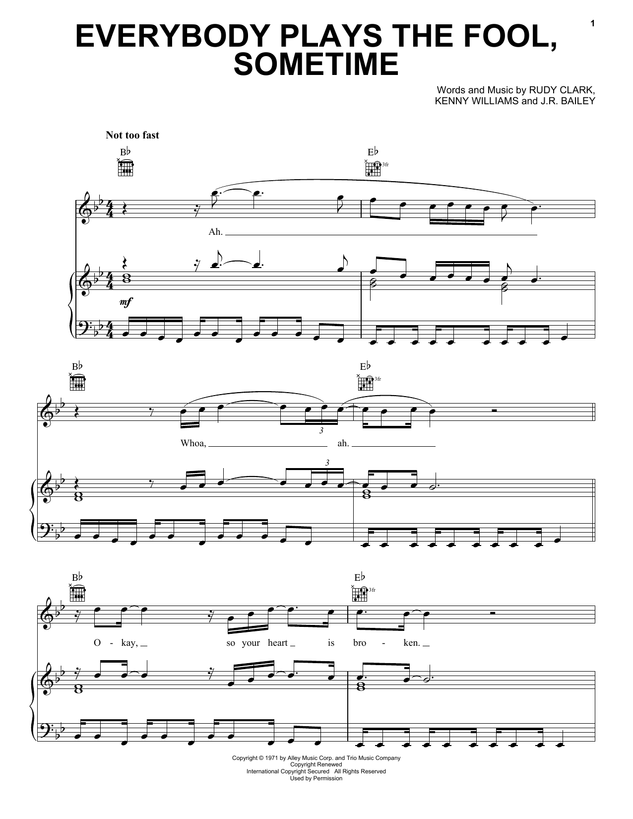 Download The Main Ingredient Everybody Plays The Fool, Sometime Sheet Music