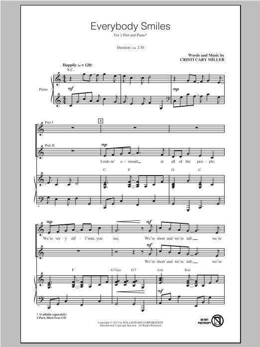 Download Cristi Cary Miller Everybody Smiles Sheet Music