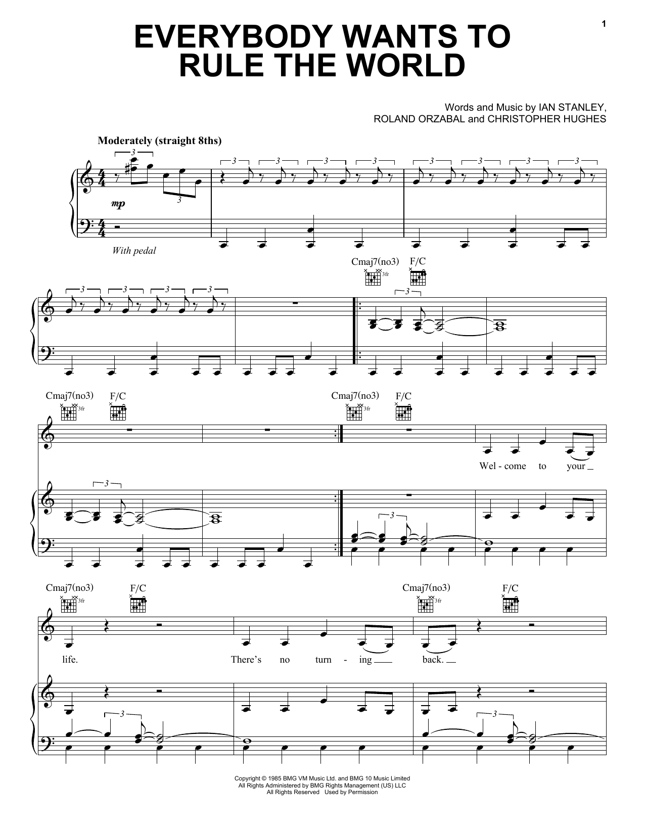 Download Duncan Sheik Everybody Wants To Rule The World Sheet Music