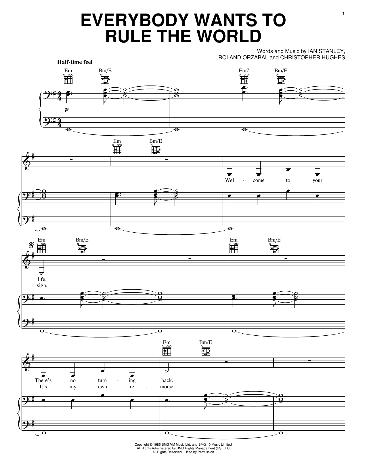 Download Lorde Everybody Wants To Rule The World Sheet Music