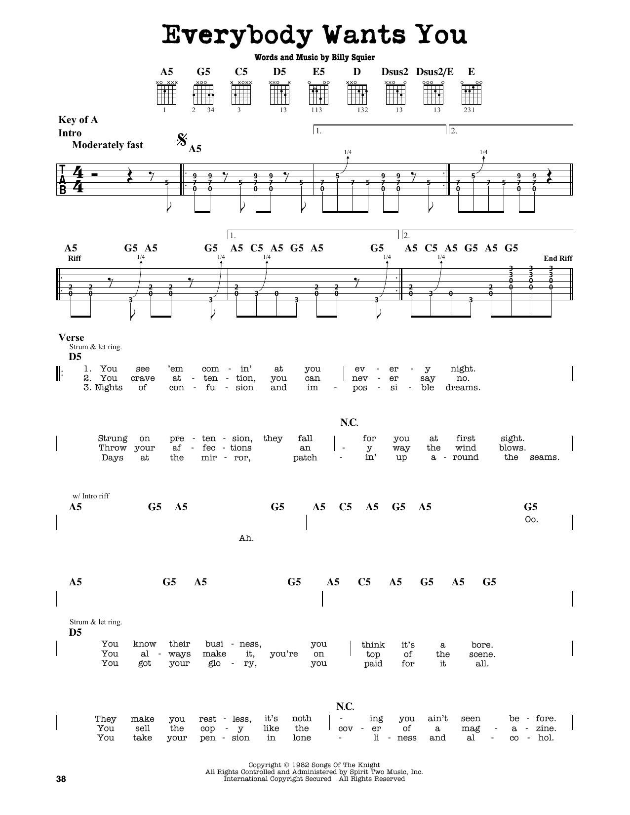 Download Billy Squier Everybody Wants You Sheet Music