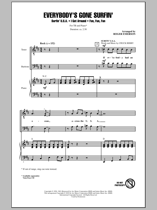 Download Roger Emerson Everybody's Gone Surfin' Sheet Music