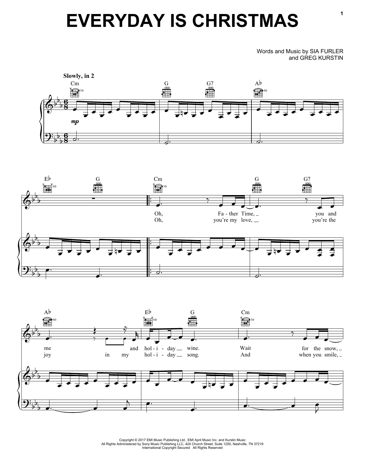 Download Sia Everyday Is Christmas Sheet Music