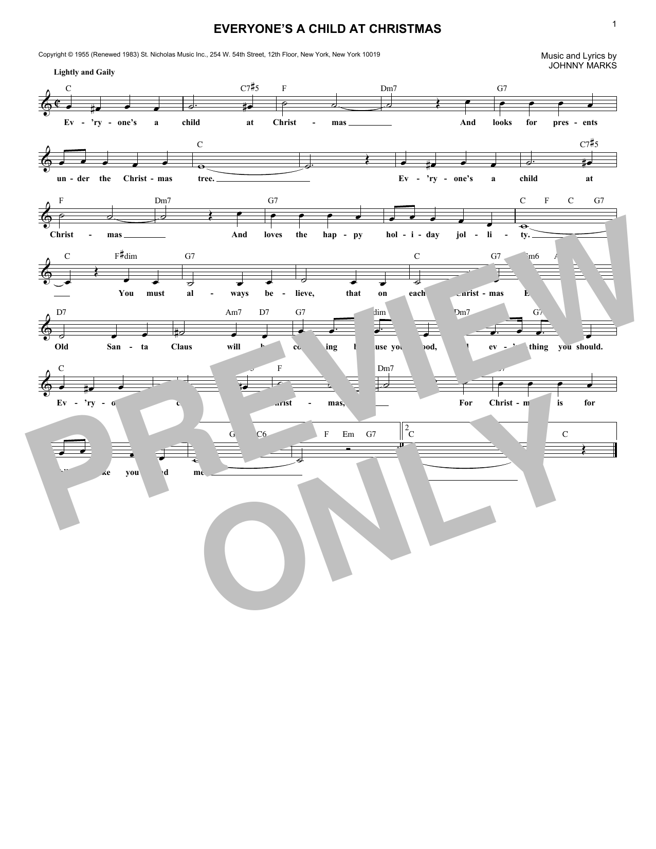 Download Johnny Marks Everyone's A Child At Christmas Sheet Music