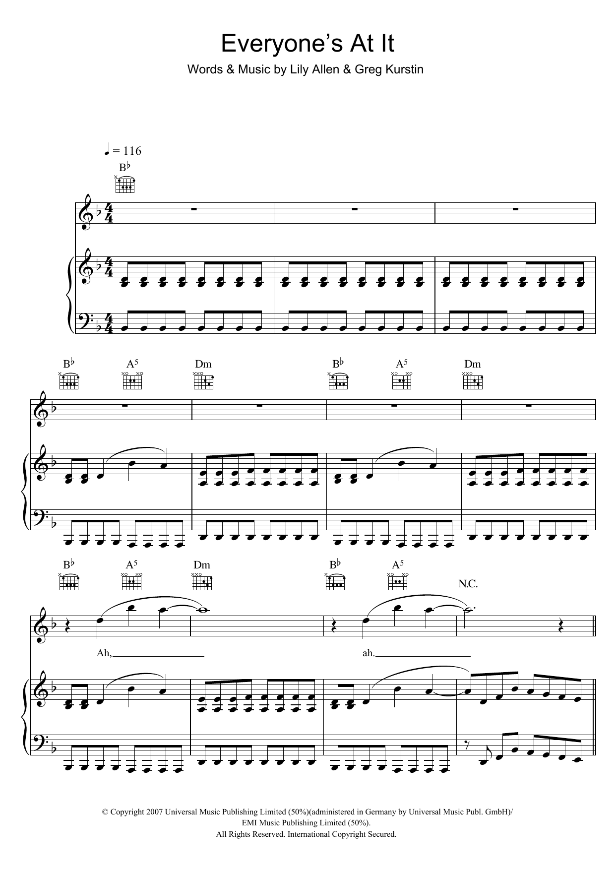 Download Lily Allen Everyone's At It Sheet Music