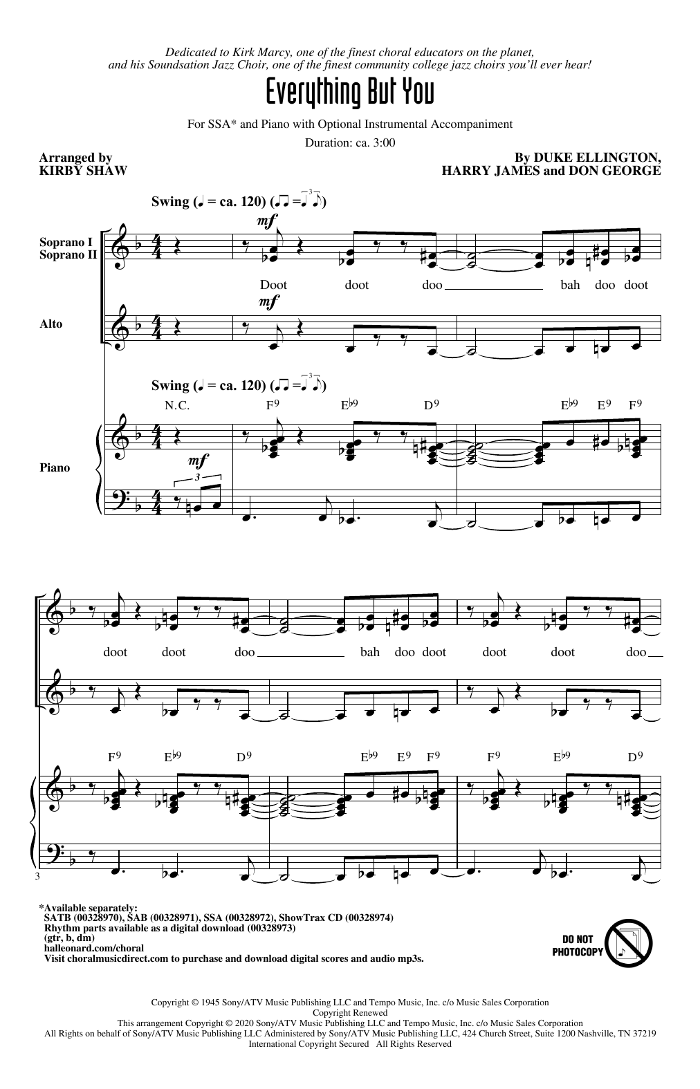 Download Duke Ellington Everything But You (arr. Kirby Shaw) Sheet Music