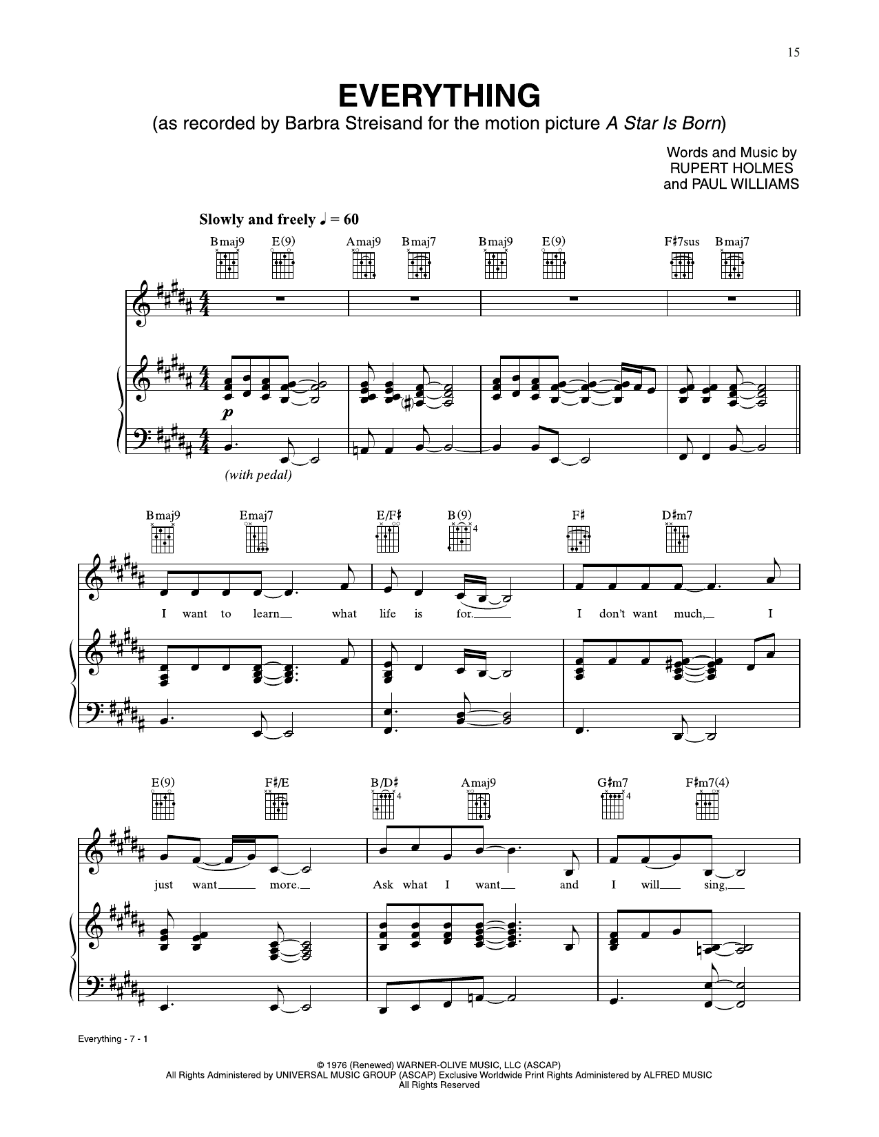 Download Barbra Streisand Everything (from A Star Is Born) Sheet Music