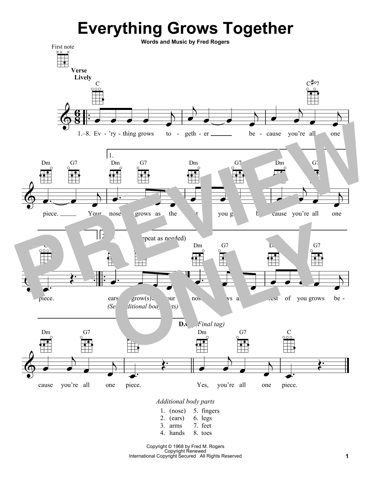 Download Fred Rogers Everything Grows Together (from Mister Sheet Music