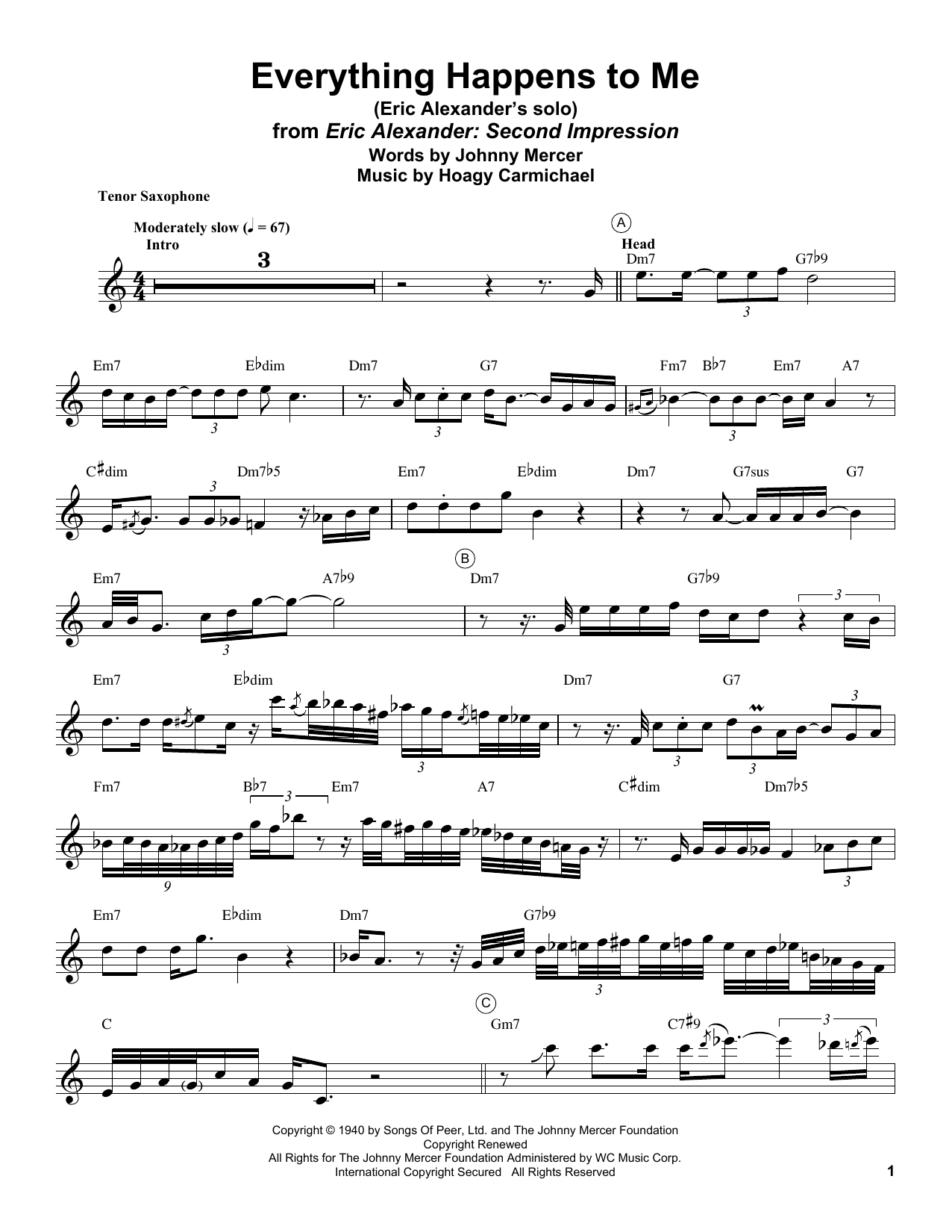 Download Eric Alexander Everything Happens To Me Sheet Music