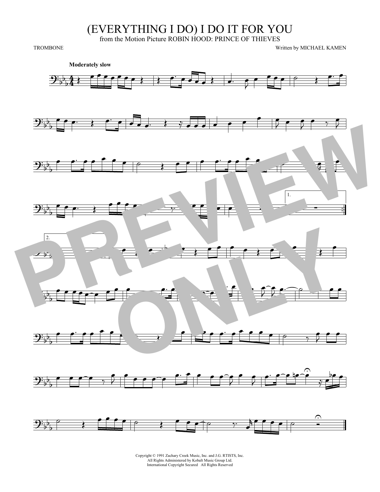 Download Bryan Adams (Everything I Do) I Do It For You Sheet Music