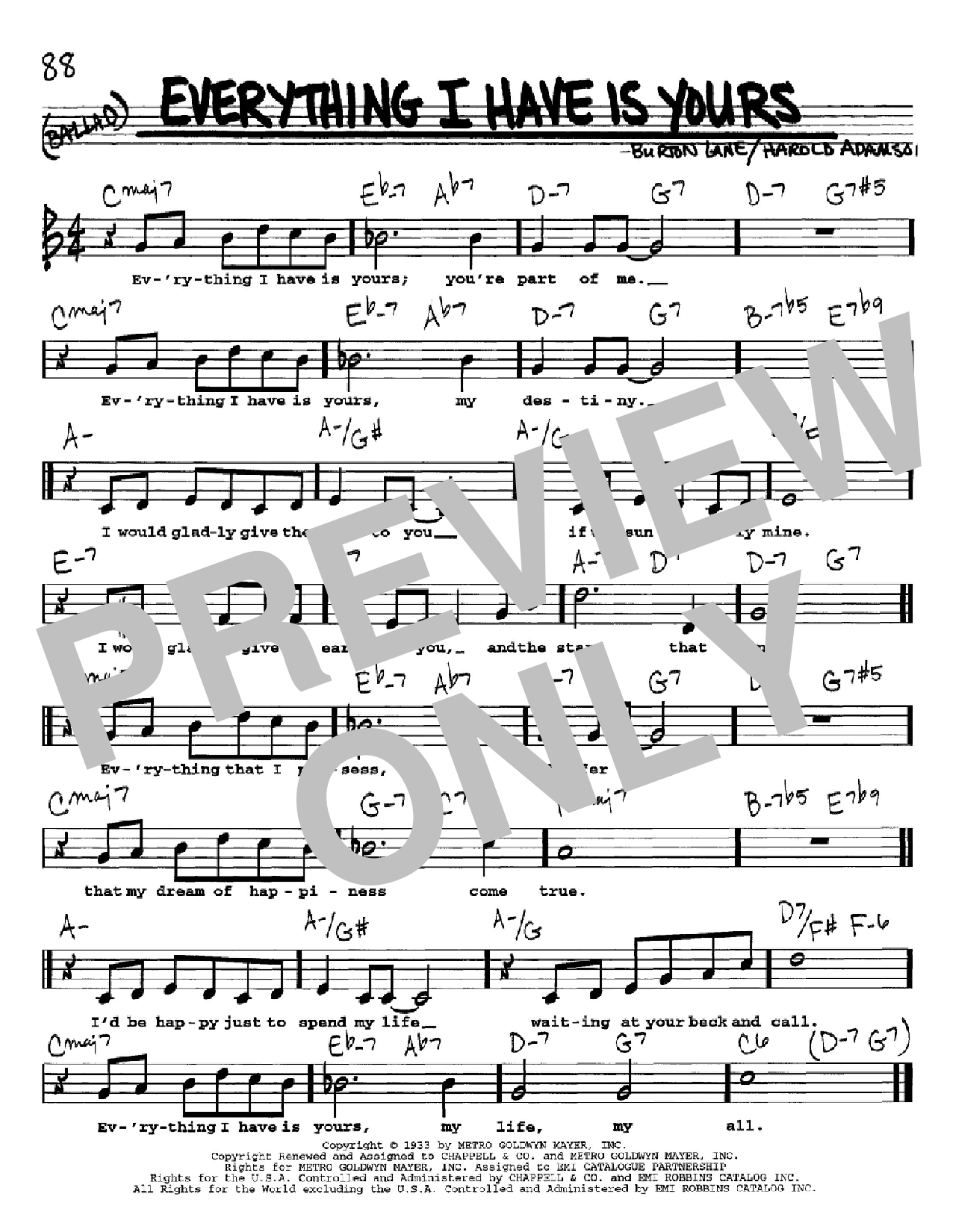 Download Harold Adamson Everything I Have Is Yours Sheet Music