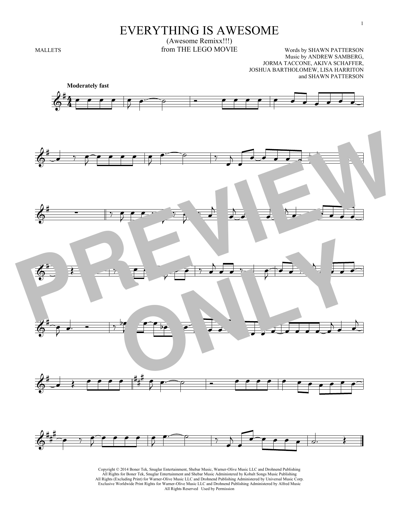 Tegan and Sara Everything Is Awesome (from The Lego Movie) (feat. The Lonely Island) sheet music notes printable PDF score
