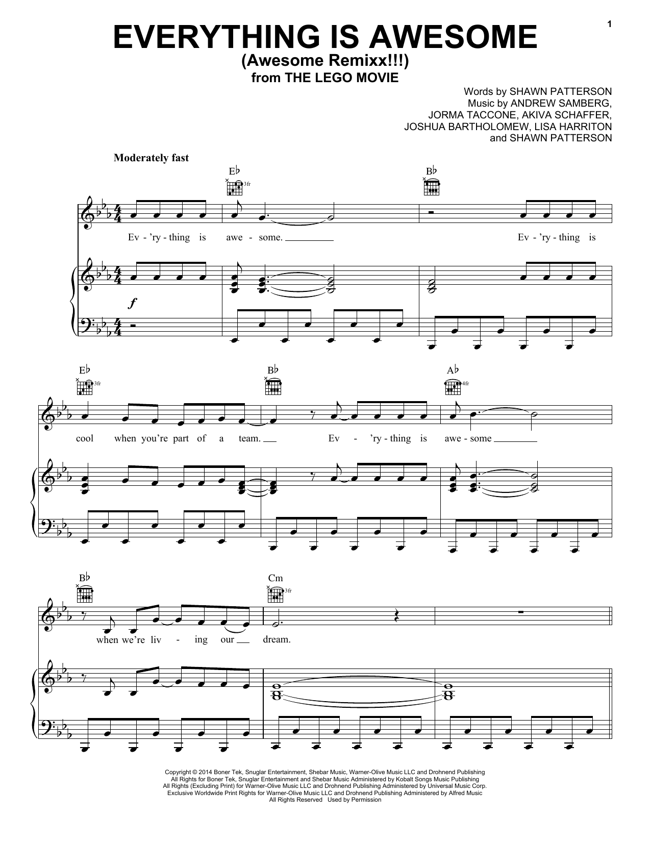 Download Tegan and Sara Everything Is Awesome (feat. The Lonely Sheet Music
