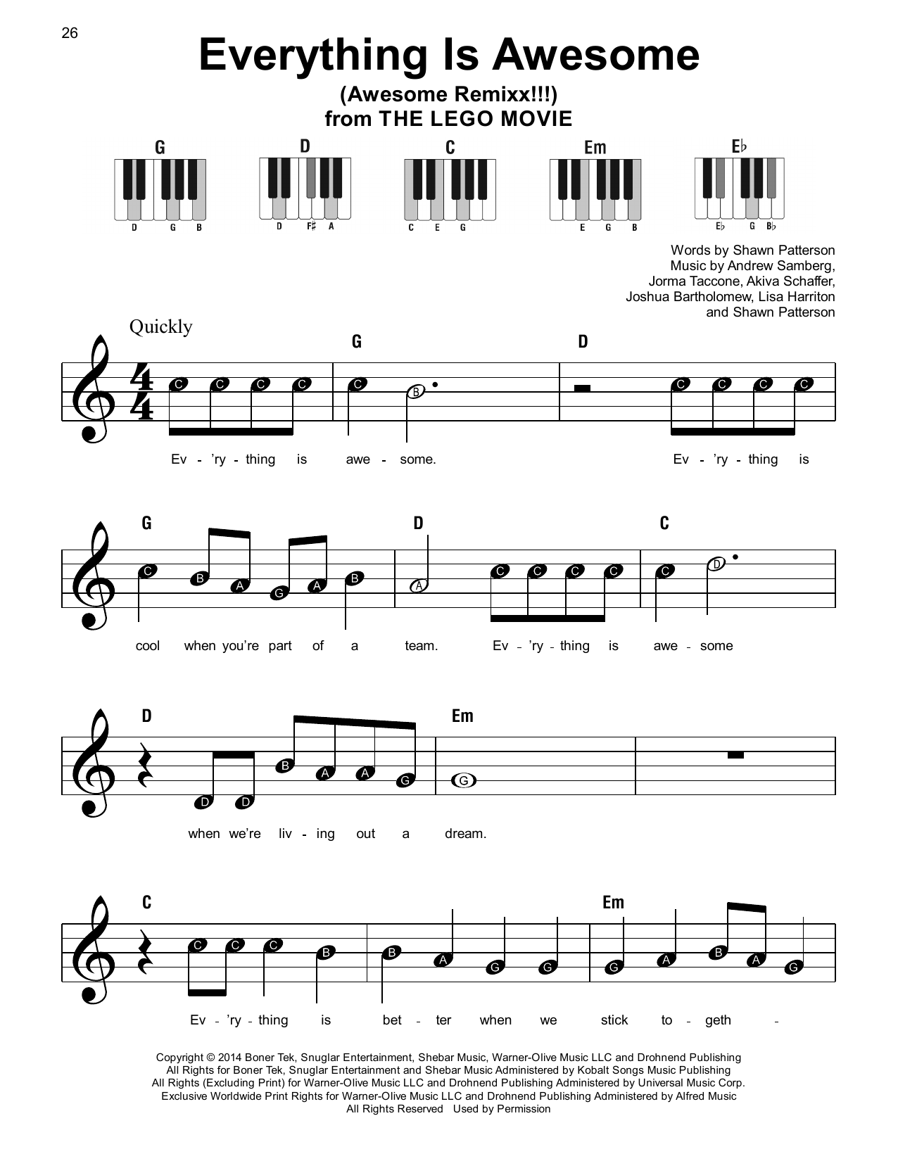Download Tegan and Sara Everything Is Awesome (from The Lego Mo Sheet Music