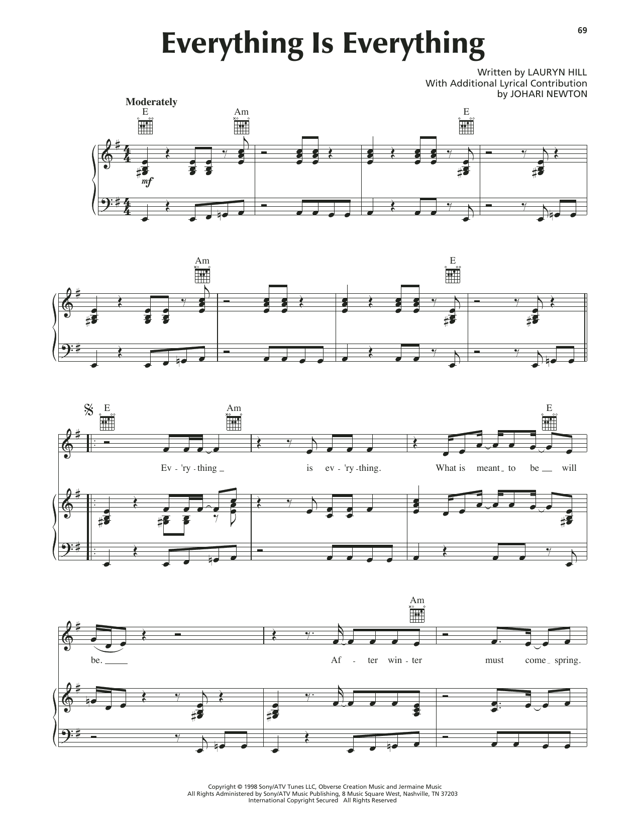 Download Lauryn Hill Everything Is Everything Sheet Music