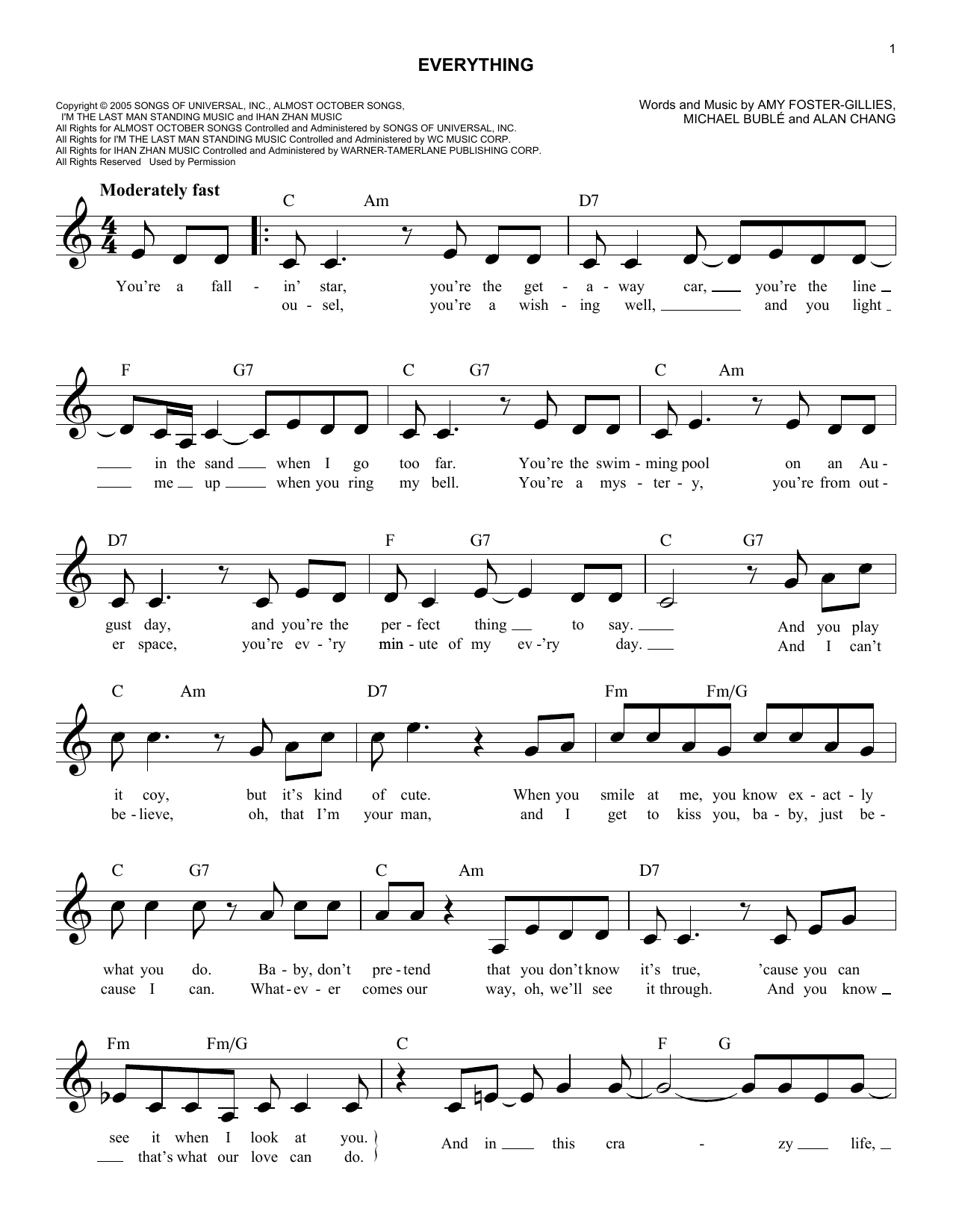 Download Michael Bublé Everything Sheet Music
