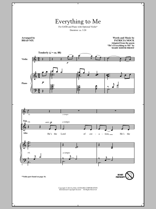 Download Patricia Mock Everything To Me (arr. Brad Nix) Sheet Music