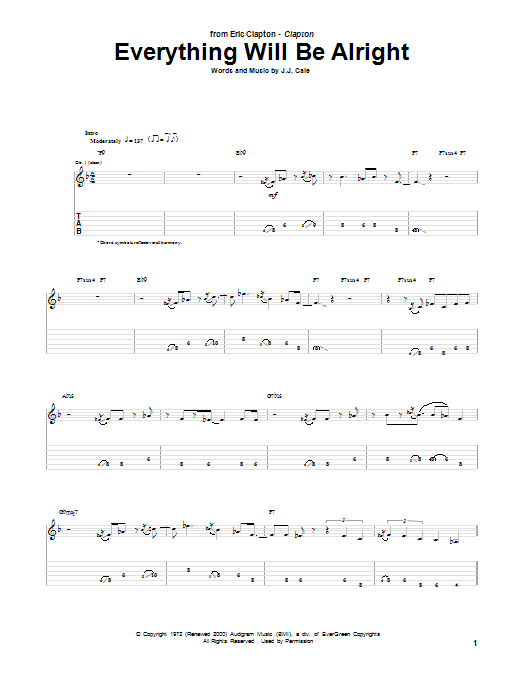 Download Eric Clapton Everything Will Be Alright Sheet Music