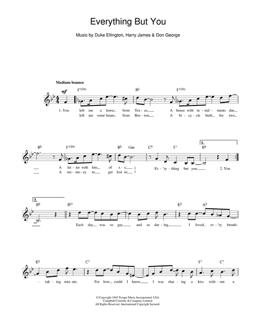 Duke Ellington Everything But You sheet music notes printable PDF score