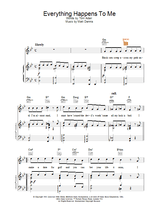 Frank Sinatra Everything Happens To Me sheet music notes printable PDF score