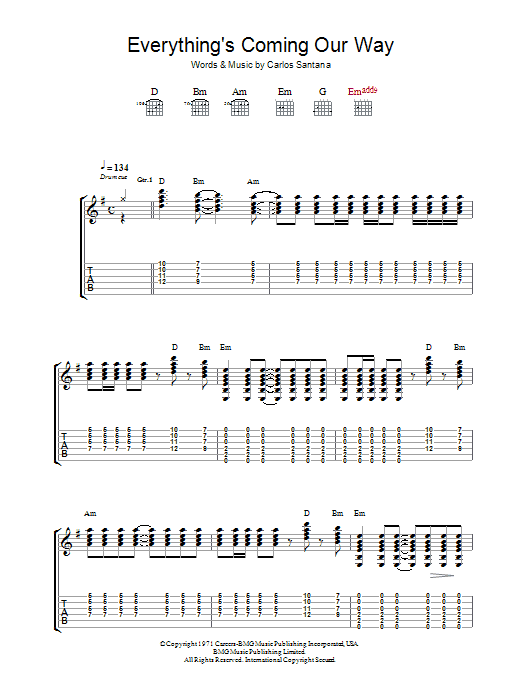 Download Santana Everything's Coming Our Way Sheet Music