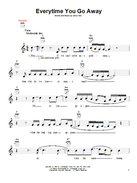 Download Paul Young Everytime You Go Away Sheet Music
