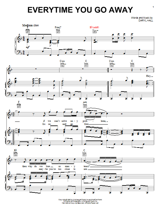 Download Paul Young Everytime You Go Away Sheet Music