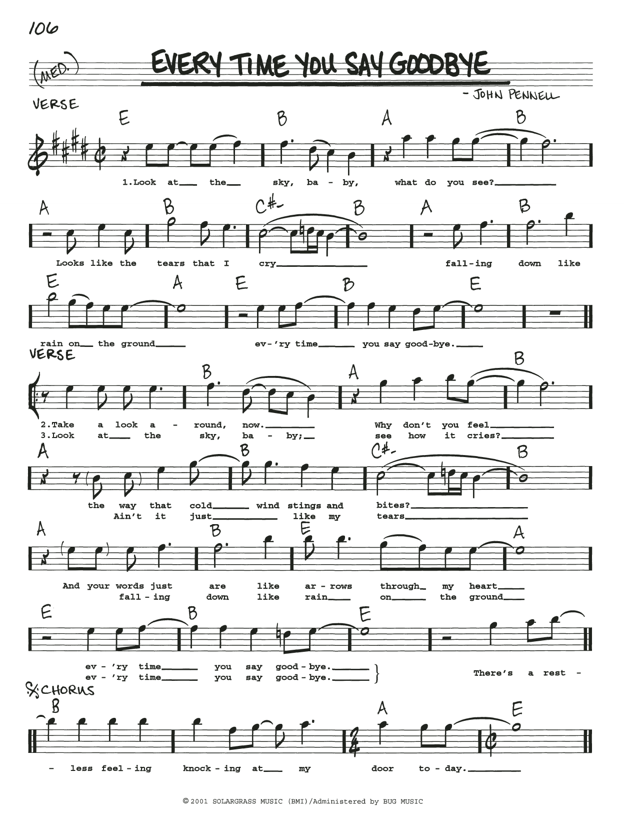 Download John Pennell Everytime You Say Goodbye Sheet Music