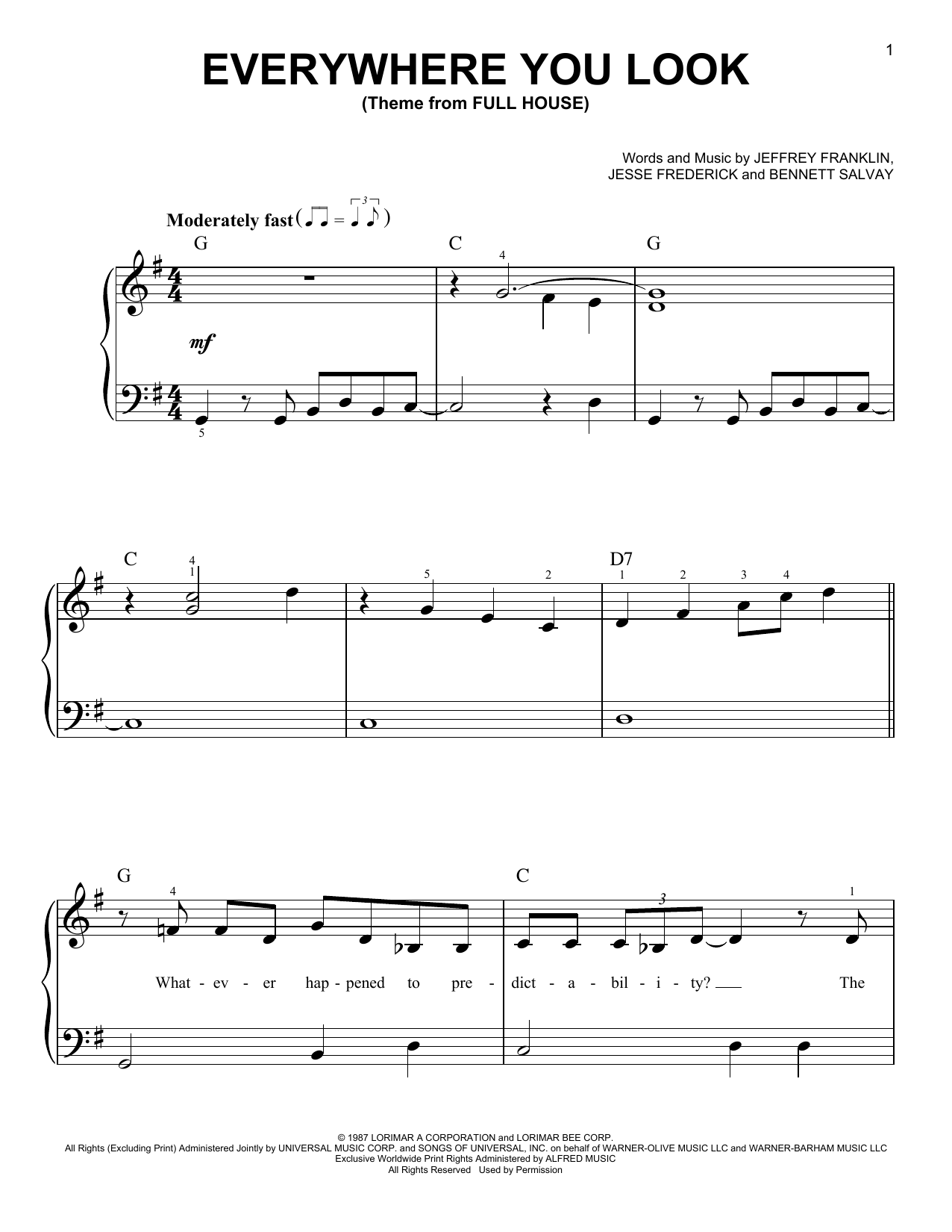Download Jesse Frederick Everywhere You Look (Theme from Full Ho Sheet Music