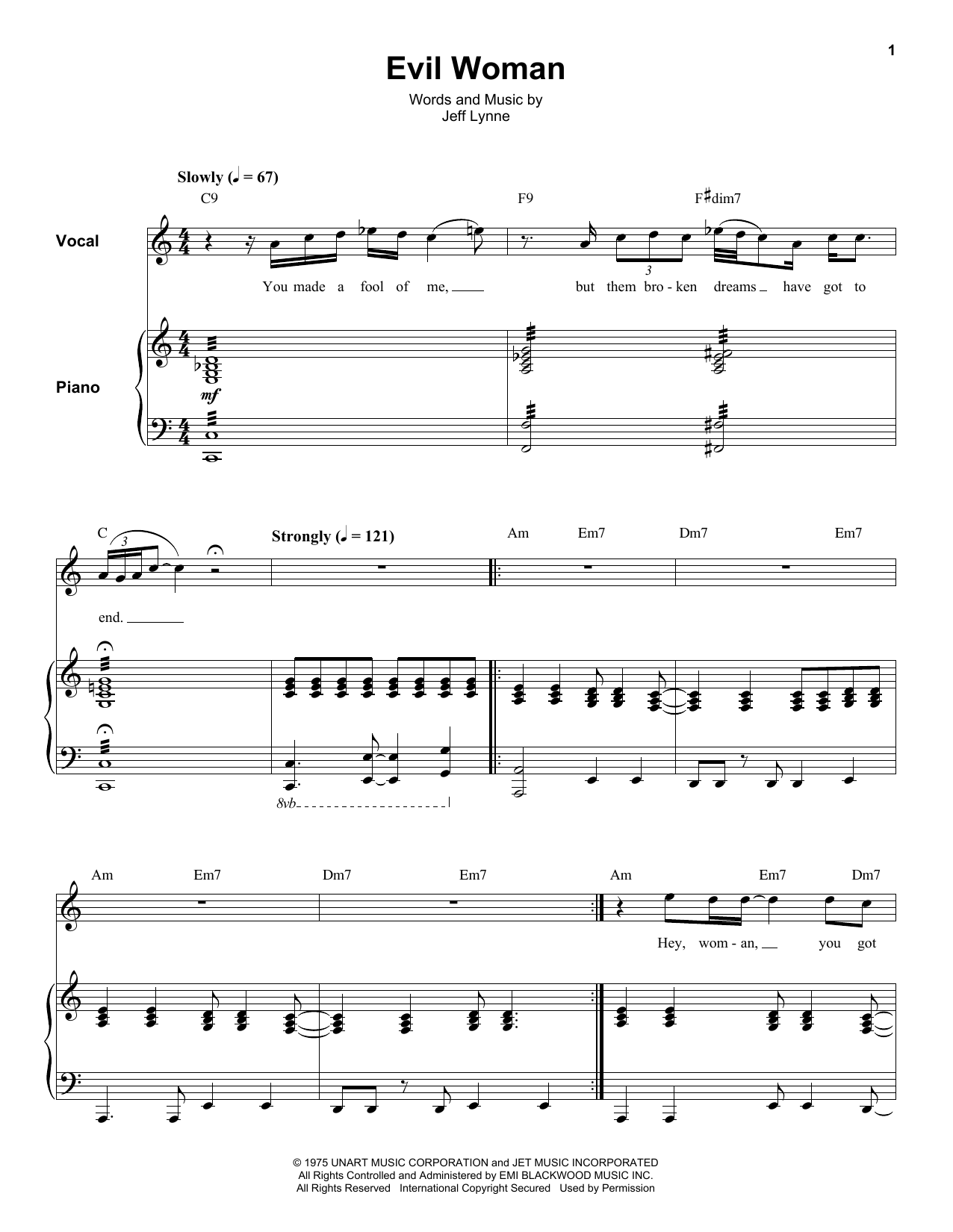 Download Electric Light Orchestra Evil Woman Sheet Music